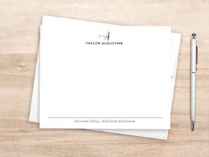 Personalized Notecard Set - Initial, Name, Contact Information Design