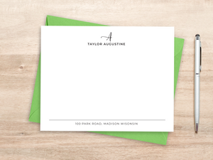 Personalized Notecard Set - Initial, Name, Contact Information Design