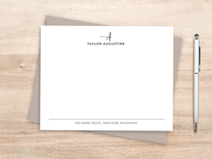 Personalized Notecard Set - Initial, Name, Contact Information Design