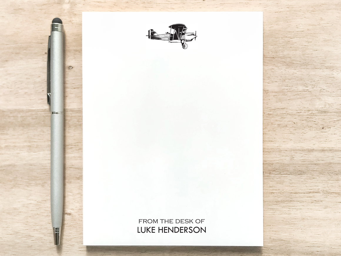 Personalized Notepad - Vintage Airplane Design