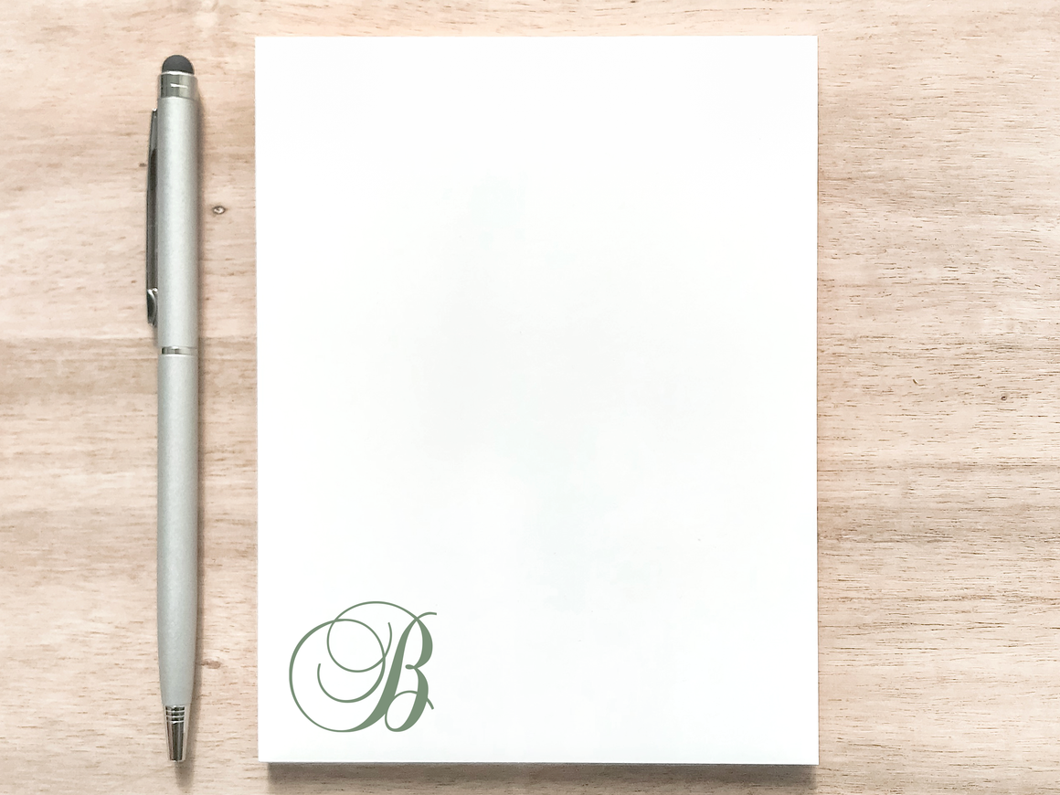 Personalized Notepad - Fancy Script Initial