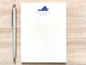 Personalized Notepad - Coordinates and State Silhouette Design