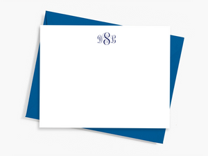 Personalized Notecard Set - Classic Curved Three Initial Monogram