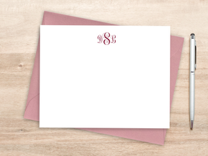 Personalized Notecard Set - Classic Curved Three Initial Monogram