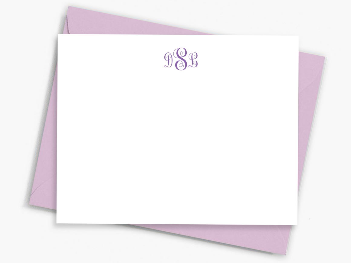 Personalized Notecard Set - Classic Curved Three Initial Monogram