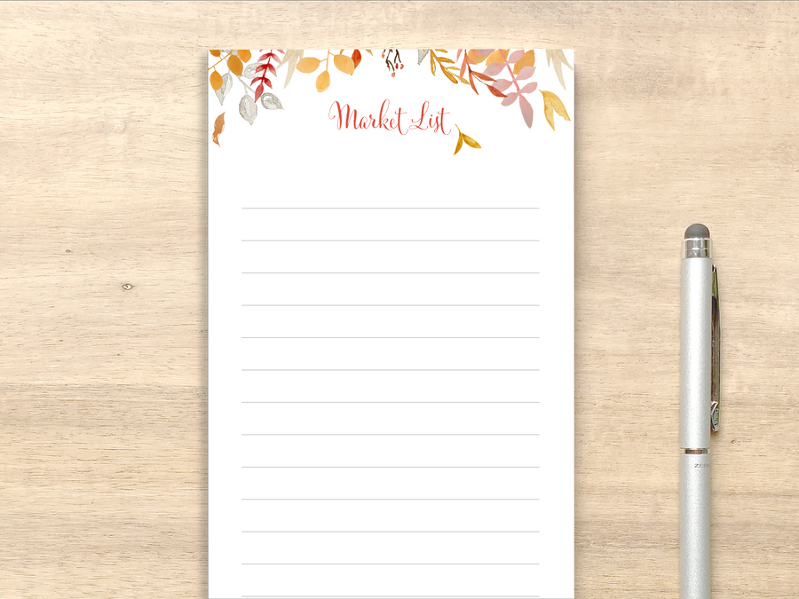 Personalized Lined List Notepad - Fall Leaves