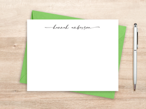 Personalized Notecard Set - Script Lowercase Flourish Name