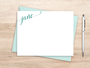 Personalized Notecard Set - Corner Elegant Script