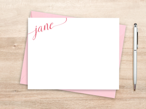 Personalized Notecard Set - Corner Elegant Script