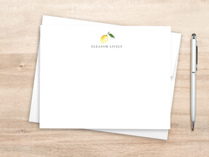 Personalized Notecard Set - Watercolor Lemon Design