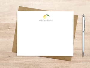 Personalized Notecard Set - Watercolor Lemon Design