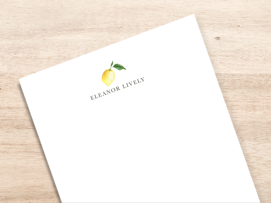 Personalized Notepad - Watercolor Lemon Design