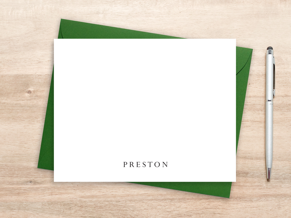 Personalized Notecard Set - All-Caps Bottom Name