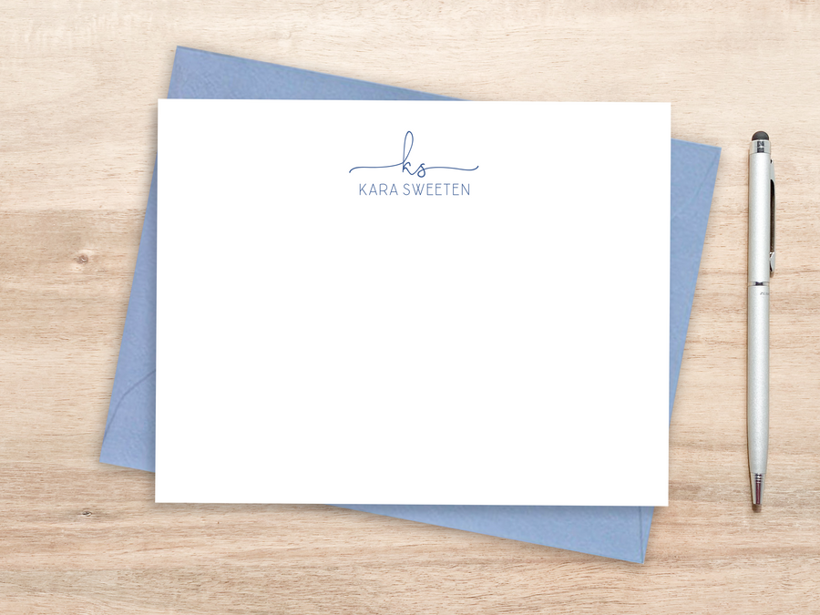 Personalized Notecard Set - Script Initials with Name