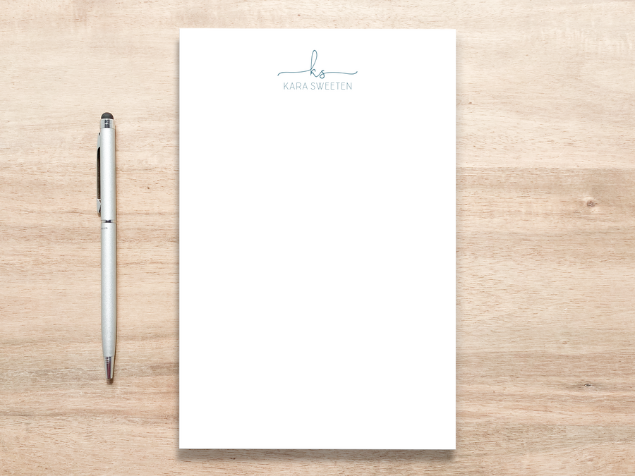 Personalized Large Notepad - Script Initials and All-Caps Name