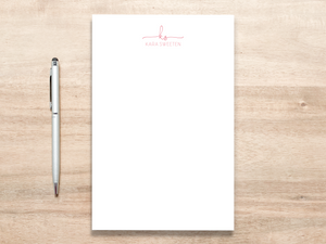 Personalized Large Notepad - Script Initials and All-Caps Name