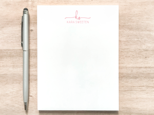 Personalized Notepad - Script Initials with Name Design