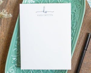 Personalized Notepad - Script Initials with Name Design