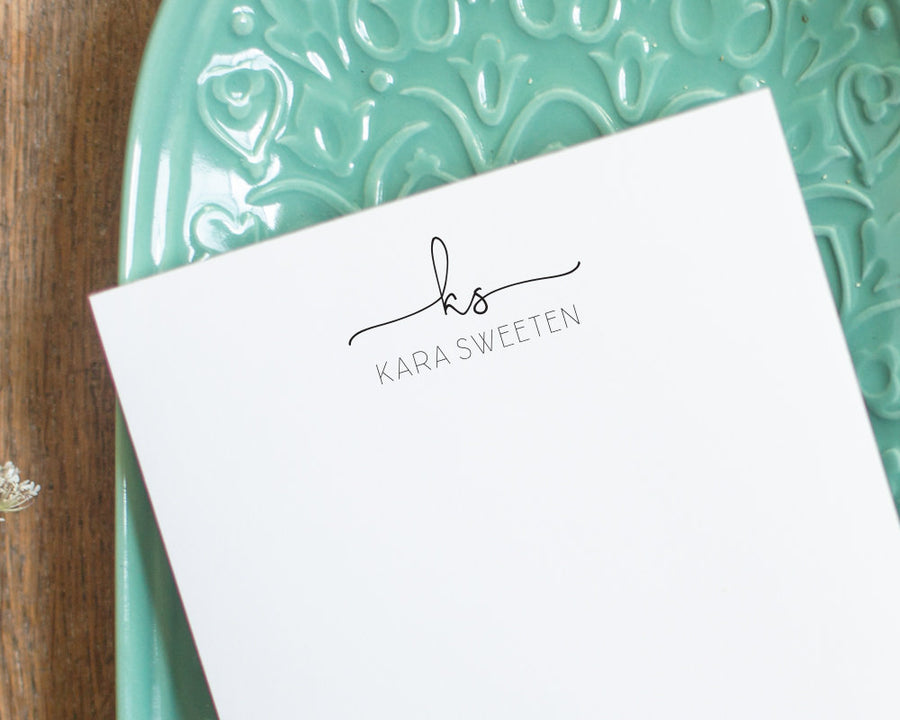 Personalized Notepad - Script Initials with Name Design