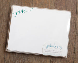 Personalized Notecard Set - Corner Elegant Script