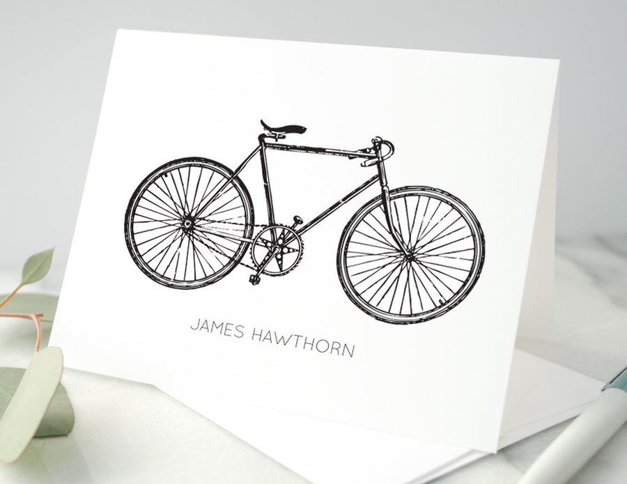 Personalized Folded Notecards - Vintage Bicycle