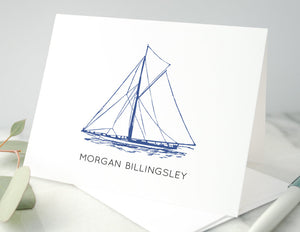 Personalized Folded Notecards - Sailboat Design