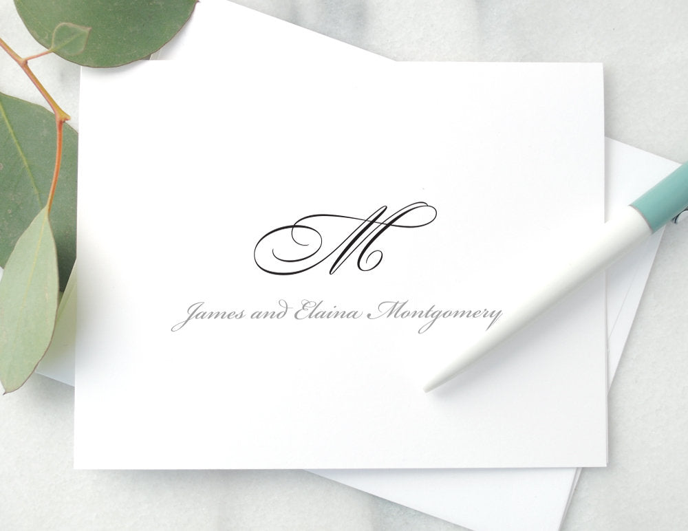 Personalized Folded Stationery - Script Initial and Names