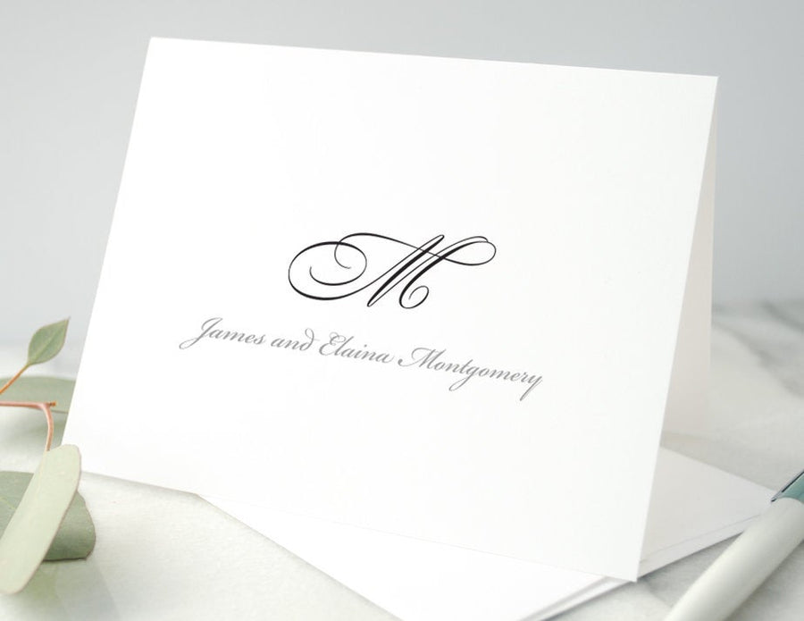 Personalized Folded Stationery - Script Initial and Names