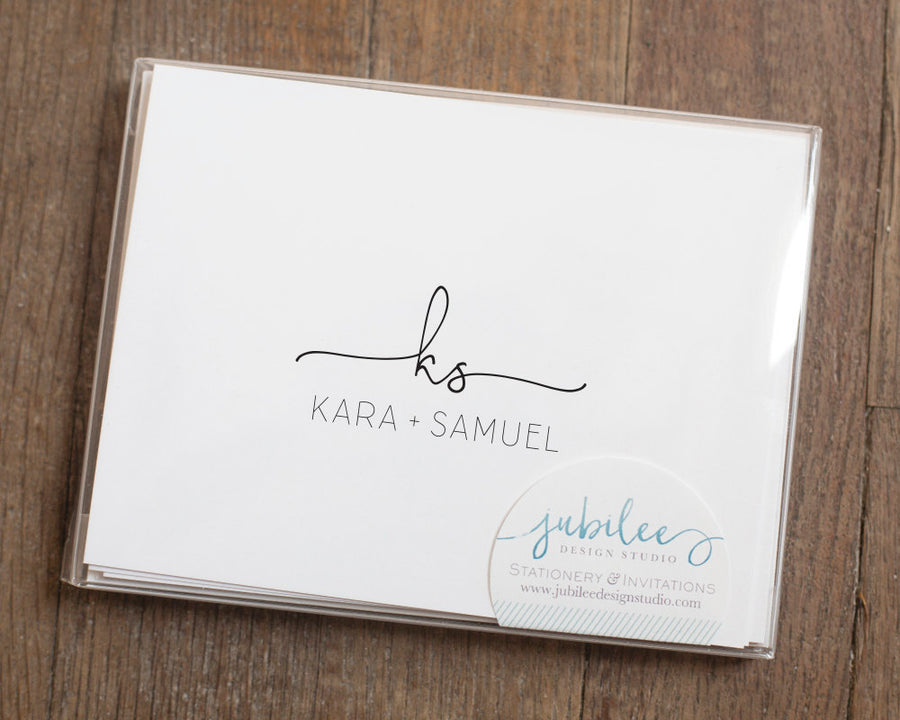 Personalized Folded Stationery -  Modern Initials and Name