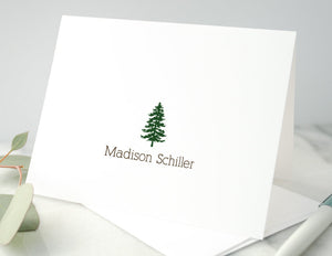 Personalized Folded Notecards - Evergreen Tree