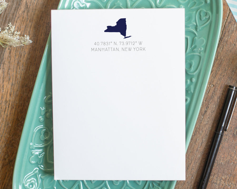 Personalized Notepad - Coordinates and State Silhouette Design