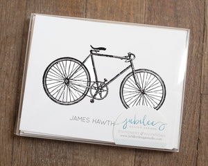 Personalized Folded Notecards - Vintage Bicycle