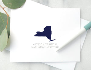 Personalized Folded Notecards - State Coordinates