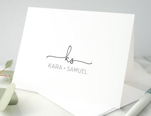 Personalized Folded Stationery -  Modern Initials and Name