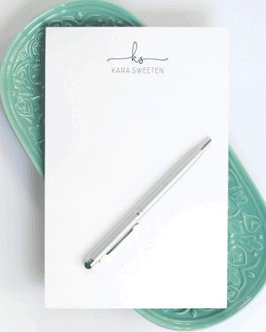 Personalized Large Notepad - Script Initials and All-Caps Name