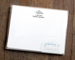 Personalized Notecard Set - Watercolor Paper Airplane Design