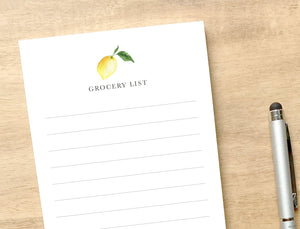 Personalized Lined List Notepad - Lemon Design