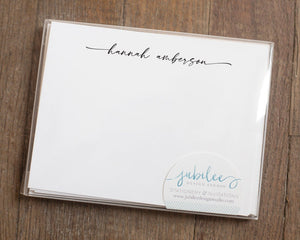 Personalized Notecard Set - Script Lowercase Flourish Name